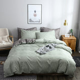 HULIANFU North America Plain AB Double-sided Design Duvet Cover Set King Queen Size Double Bed Quilts Covers Comforter Cover Bedding Sets
