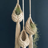HULIANFU Northern Europe Hanging Basket Pineapple Shape Landscaping Cotton Macrame Flower Planter for Living Room Balcony Decorations