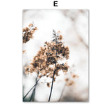 HULIANFU Wall Art Canvas Painting Beige Reed Dried Flower Plants Nordic Posters And Prints Landscape Wall Pictures For Living Room Decor