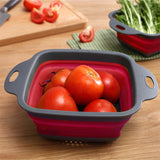 HULIANFU Silicone Folding Drain Basket Fruit Vegetable Washing Basket Foldable Strainer Colander Collapsible Drainer Kitchen Storage Tool