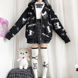 hulianfu Gothic Sweatshirt Women Black Zip Up Hoodie Fashion Autumn Winter Clothes Women Hoodies Korean Long Sleeve Emo Pullover