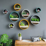 HULIANFU Wall Hanging Decor Shelf Flower Pot Modern Home Decor Room Decoration Multifunctional Storage Box Creative Round Floral Ornament