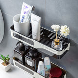 HULIANFU Wall Mounted Bathroom Shelf Shampoo Shower Organizer Punch-Free Bathroom Shelves Storage Rack Drainage Holder Household Items
