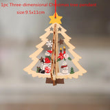 HULIANFU New Year  1PC 2D 3D Christmas Ornament Wooden Hanging Pendants Star Xmas Tree Bell Christmas Decorations For Home Navidad