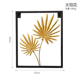 HULIANFU 2023 Nordic Metal Leaf Plant Wall Decor Wrought Iron Wall Hanging Non-perforated Wall Mural Living Room Bedroom Home Decoration Hot