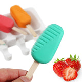 HULIANFU Silicone Ice Cream Mold DIY Homemade Popsicle Moulds Freezer 4 Cell Small Size Ice Cube Tray Popsicle Barrel Makers Baking Tools