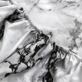HULIANFU Nordic Mirco Fiber Marble Print Fitted Bed Sheet Single Elastic Band Double Bed Linen Home Soft Comfortable King Size Bedsheet