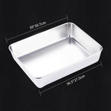 HULIANFU Thicken Stainless Steel Storage Tray with Lid Rectangle Food Plate Flat Bottom Dish Bakeware Cake Bread Baking Pan Kitchen Tools