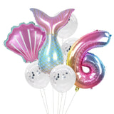 HULIANFU Little Mermaid Party Balloons 32inch Number Foil Balloon Kids Birthday Party Decoration Supplies Baby Shower Decor Helium Globos