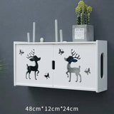 HULIANFU Large Wireless Wifi Router Storage Box PVC Density Panel Shelf Wall Hanging Board Bracket Cable  Organizer Home Decor