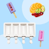 HULIANFU Silicone Ice Cream Mold DIY Homemade Popsicle Moulds Freezer 4 Cell Small Size Ice Cube Tray Popsicle Barrel Makers Baking Tools