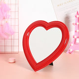 HULIANFU Pink Love Mirror Desktop Makeup Mirror Wall Mounted Dual-Use Vanity Mirror Girl Room Wall Decoration Heart-Shaped Mirror