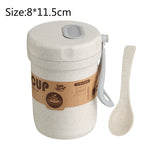 HULIANFU Kitchen 900ml Microwave Lunch Box Wheat Straw Dinnerware Food Storage Container Children Kids School Office Portable Bento Box