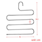 HULIANFU S-shaped 5 Layers Trousers Hanger Rack Bathroom Kitchen organizer Pants Holder Tie Rack for Clothes Hanger Stainless Steel