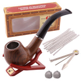 HULIANFU Resin Smoking Tobacco Pipe Set Classic Wooden  Herb Grinder Pipe Smoking Chimney Filter Gift for Smoke Accessories