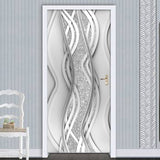 HULIANFU  PVC Self-Adhesive Waterproof Door Sticker Modern 3D Abstract Line Mural Wallpaper Living Room Study Home Decor Art Door Poster