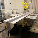 HULIANFU Luxury Table Runner with Handmade Rhinestones European Tasseled Flannel Table Runner Wedding Party Supplies Pillowcase Napkin