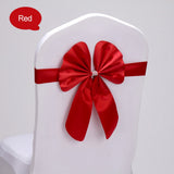 HULIANFU Wedding Ceremony Decor 10 Pieces Red Blue Already Bow Tie Hotel Banquet Chair Sash Band Conference Event Birthday Party Favor