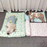 HULIANFU Pet  Mat Dog Cooling Mat Summer Dog Bed Pad  Blanket Breathable Ice Pad Sofa For Small Medium Dogs Pet Cooling Mats With Pillow