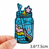 HULIANFU Van Gogh Embroidered Patches on Clothes DIY Cartoon Wave Applique Clothing Thermoadhesive Patches for Clothing DIY