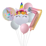 HULIANFU Rainbow Unicorn Balloon Number Foil Globos 1 2 3 4 Years Old Birthday Party Decoration Kid Unicorn Theme Party Wedding Balls Toy