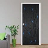 HULIANFU 2023 PVC Self-Adhesive Waterproof Door Sticker Modern 3D Abstract Line Mural Wallpaper Living Room Study Home Decor Art Door Poster