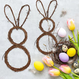 HULIANFU New Easter Bunny Wreath Decoration DIY Folded Rattan Wreath Base Easter Decorations For Home Handmade Rabbit Farmhouse Decor
