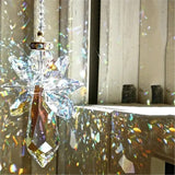 HULIANFU Modern Rainbow Crystal Angel Chakra Suncatcher Charm Window Door Wind Chimes Living Room Hanging Decorations Car Pendant