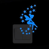HULIANFU Light Switch Sticker Luminous Wall Stickers Cartoon Glow in the Dark Sticker Decal for Kids Room Decoration Home Decor Cat Fairy
