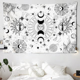 HULIANFU White Black Sun Moon Mandala Starry Sky Tapestry Wall Hanging Bohemian Gypsy Psychedelic Tapiz Witchcraft Astrology Tapestry