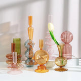 HULIANFU Nordic Glass candle holders romantic Dinner home decoration candlestick for birthday wending candle holder wax portavelas decor