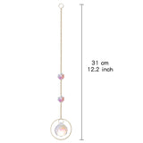 HULIANFU Metallic Hoop Moon Suncatcher Ornament Wind Chimes Crystal Prisms Hanging Rainbow Chaser Window Curtains Pendant Home Decor Gift