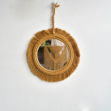 HULIANFU New arrival handmade macrame taperstry with mirror taperstry mirror wall hanging mirror Bohemian mirror