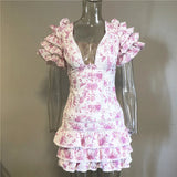 High Quality  Ruffle White Women Mini Dress Beach Holiday Girl Dress