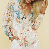 Hulianfu Fashion Women's Shirts Button Down Lapel  Abstract/Zebra Print Long Sleeve Loose Shirt Femme Tops Autumn New