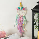 HULIANFU Unicorn Dream Catcher Boho Girls Kawaii Room Decor Christmas  Home Wall Pink Dreamcatcher Decoration Bedroom Nursery Baby Gift