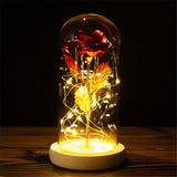 HULIANFU Valentines Day Gift for Girlfriend Eternal Rose LED Light Foil Flower In Glass Cover Mothers Day Wedding favors Bridesmaid Gift