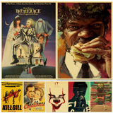 HULIANFU Movie Poster Kill Bill/Fight Club/The BeetleJuice Retro Kraft Paper Poster For Living Room Bar Decoration Stickers Wall Painting