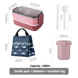 HULIANFU Japanese style Multi-layer lunch box food container storage Portable Leak-Proof bento box for kids with Soup Cup Breakfast Boxes