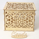 HULIANFU Wedding Card Boxes Wooden Box Wedding Supplies DIY Couple Deer Bird Flower Pattern Grid Business Card Wooden Box