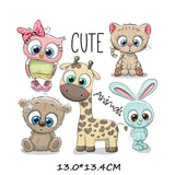 HULIANFU Iron on Cute Animal Patches Set for Clothing DIY T-shirt Applique Vinyl Unicorn Heat Transfer Clothes Stickers Thermal Press T