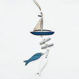 HULIANFU Wooden Fish Sailboat Rudder Hanging Decoration Beach Theme Wall Decor Door Crafts Wind Chimes Ornament Nautical Pendants Gifts