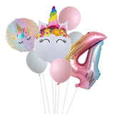 HULIANFU Rainbow Unicorn Balloon Number Foil Globos 1 2 3 4 Years Old Birthday Party Decoration Kid Unicorn Theme Party Wedding Balls Toy