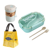 HULIANFU TUUTH Microwave Lunch Box Wheat Straw Bento Box 750ML BPA Free Food Storage Container with Soup Cup