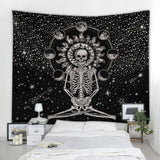 HULIANFU Simple Skull printing big wall mounted cheap hippie wall hanging bohemian wall tapestry mandala wall art decoration