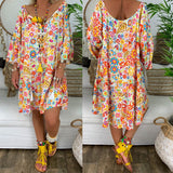 hulianfu Helisopus Summer Plus Size Women Boho Floral Print Dress Casual Loose Deep V Neck Holiday Beach Shirt Dress Vestido