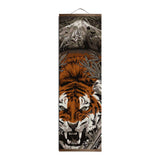 HULIANFU Japanese Samurai Ukiyoe Tiger Canvas Poster Pictures for Living Room Home Decor Painting Wall Art with Solid Wood Hanging Scroll