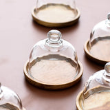 HULIANFU Mini Dessert Plate Dessert Cup Mousse Tray Cake Plate Wooden Dessert Plate with Glass Cover Dessert Plate