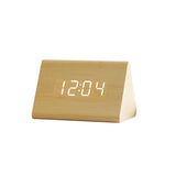 HULIANFU USB/AAA  Clocks LED Wooden Alarm Clock Watch Table Voice Control Digital Wood Despertador Electronic Desktop Table Decor