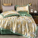 HULIANFU Summer Blanket Ice Silk Quilt Cool Feeling Nap Knee Air Conditioning Quilt Adult Children Washable Bedding